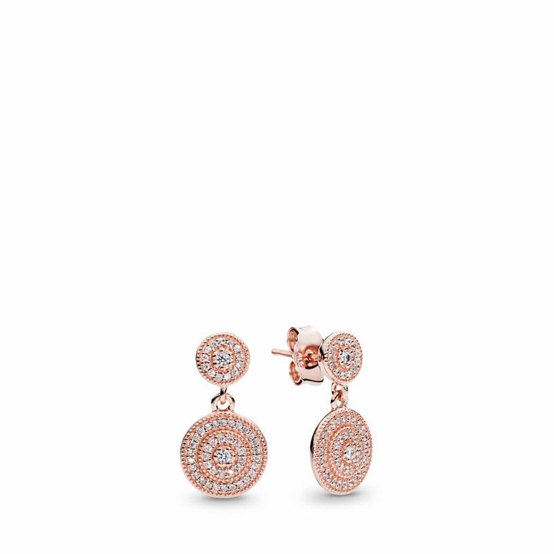 Pandora Rose™ Radiant Elegance Drop Earrings Ireland - Pandora Rose/Cubic Zirconia - 108369KWL